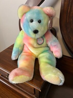 Beanie Baby Rainbow Tie-Dye Birthday Bear - Multicolor